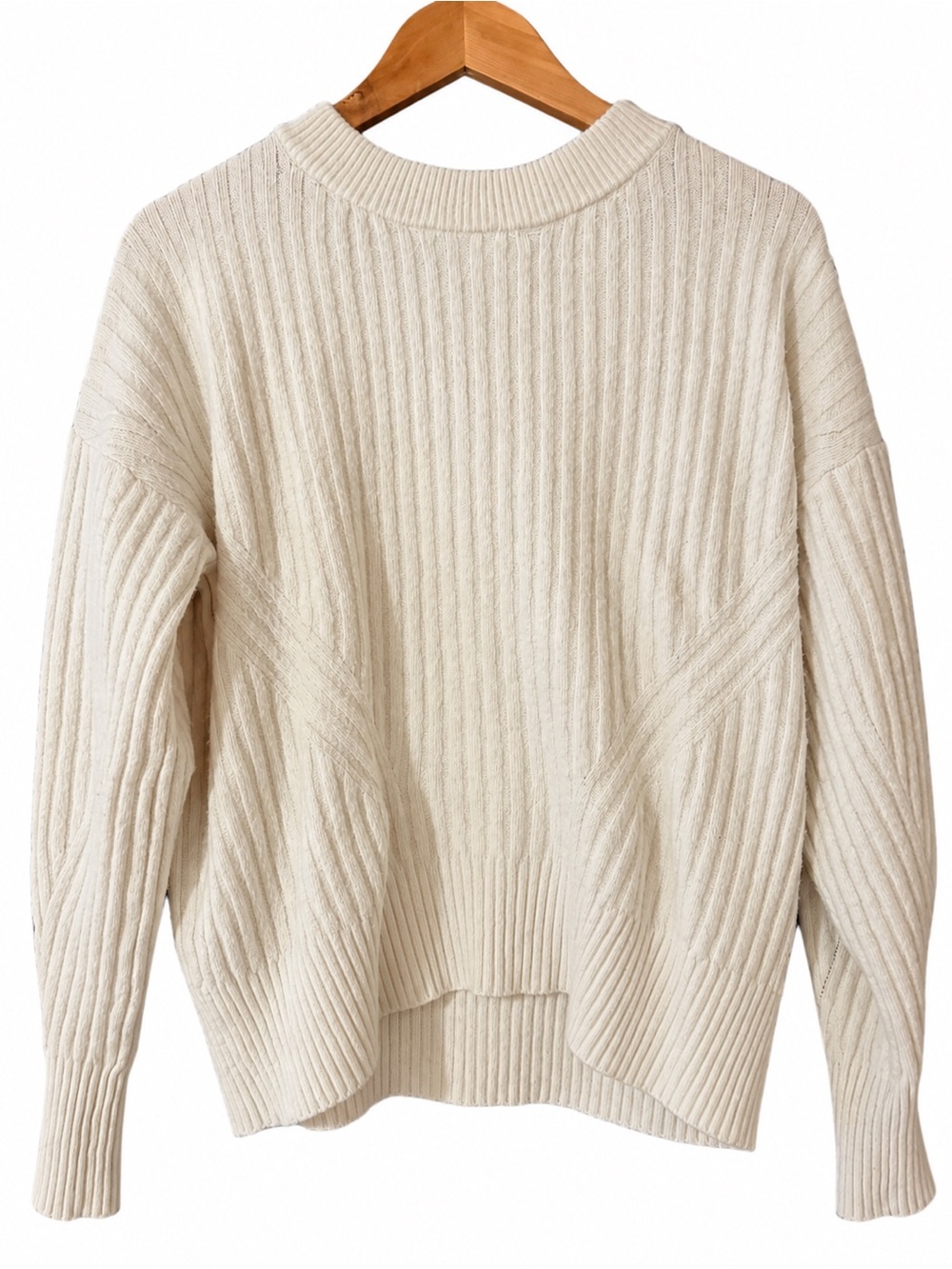Workshop Republic Clothing Ribbed Crewneck Sweater in Cream